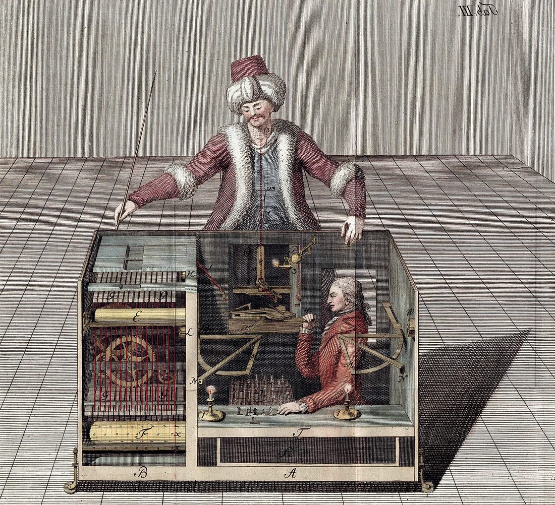 Drawing of the operator hidden inside the Turk